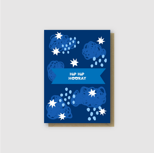 Hip Hip Hooray Dark Blue Card - Folk Like These
