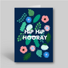 Hip Hip Hooray Dark Blue Floral Card - Folk Like These