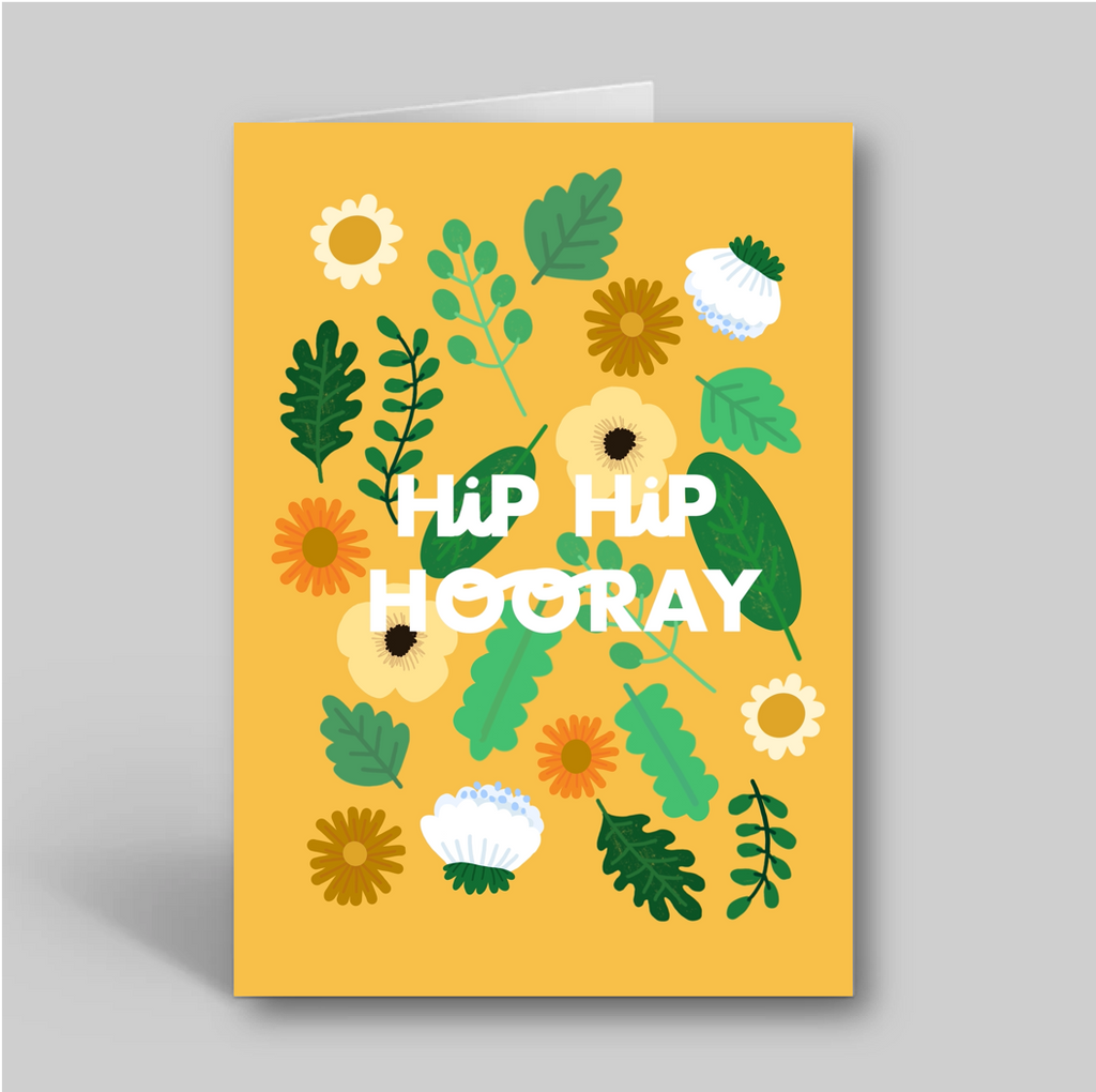 Hip Hip Hooray Yellow Floral Card - Folk Like These